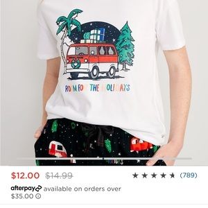 Old Navy 100% soft cotton jersey Holiday Camper Pajama Top. 2XL NWOT